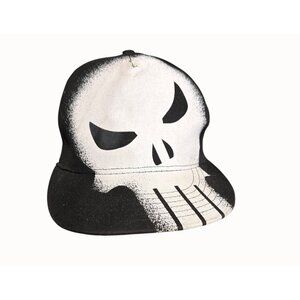 Marvel Punisher Snapback Hat Adjustable Black & White Skull Logo with key